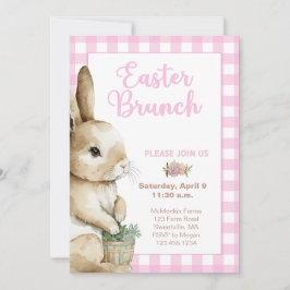 Einladung zu Ostern, Aquarellkaninchen, Rosa