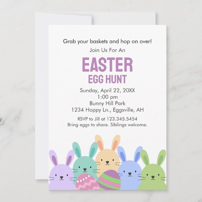 Einladung zu Ostern und Eizelljagd (Vorderseite)