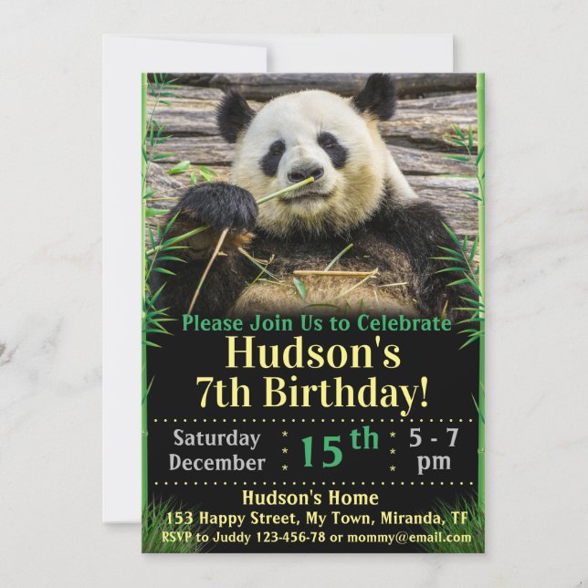Einladung zu Panda zum Geburtstag (Vorderseite)