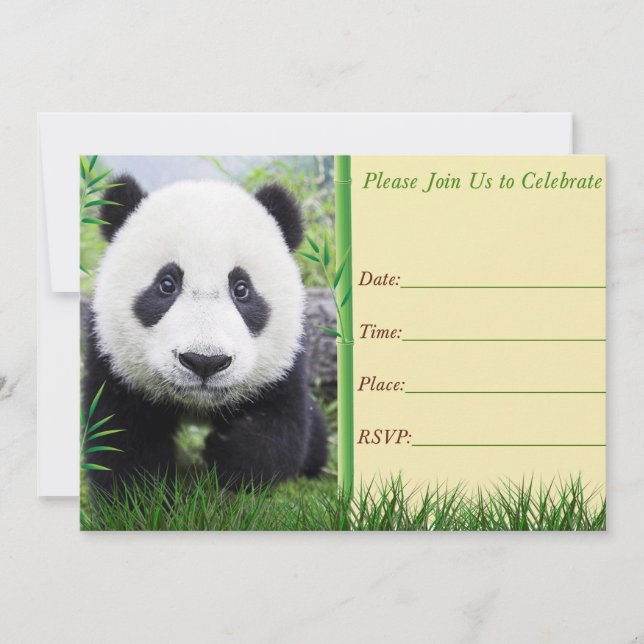 Einladung zu Panda zum Geburtstag (Vorderseite)