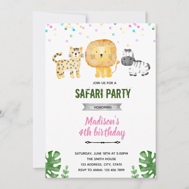 Einladung zu Pastel Safari (Vorderseite)