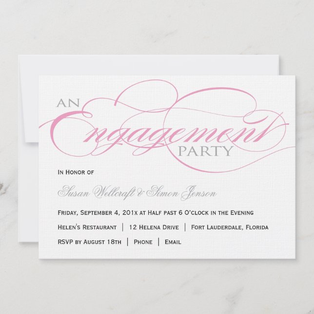 Einladung zu Pink-Script-Engagement (Vorderseite)