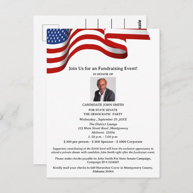 Einladung zu politischen Wahlkämpfen Postkarte (Vorne/Hinten)