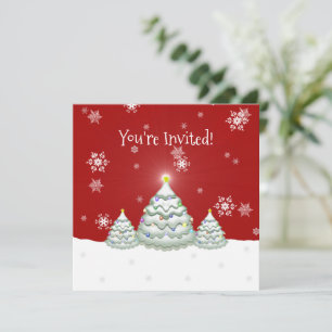 Einladung zu Red Snowy Christmas Tree