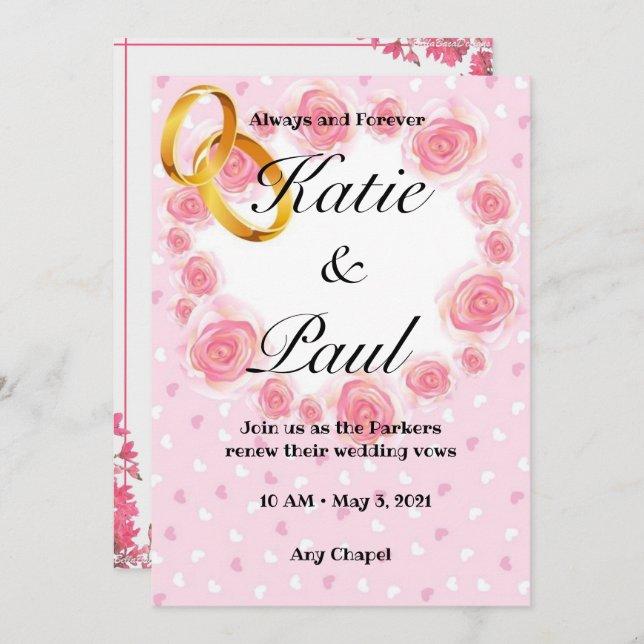 Einladung zu Rosenhochzeiten (Vorne/Hinten)