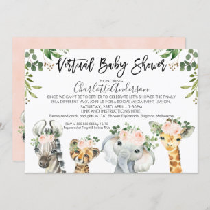 Einladung zu Safari Animals Virtual Baby Shower