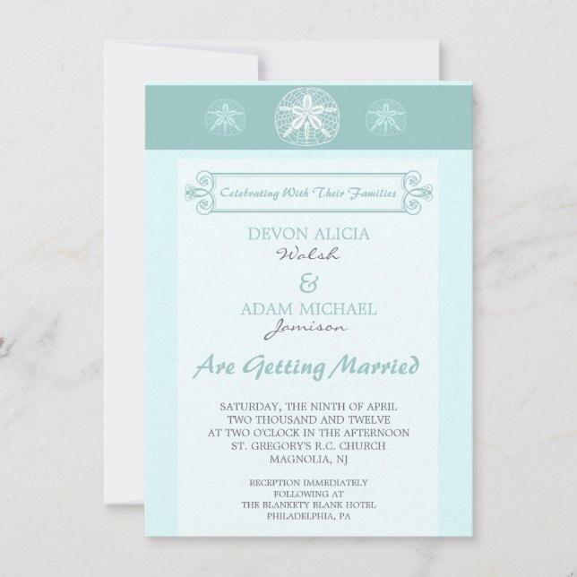 Einladung zu Sand Dollar Beach Hochzeit (Vorderseite)