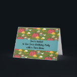 Einladung zu Sons Farm Thema Geburtstagsparty<br><div class="desc">Einladung zum Thema Geburtstag unseres Sohnes auf der Farm. Das Design ist ein Landhausstil mit Scheunen und Tieren und eine aquamarine Box für die Worte. Die Wörter auf der Innenseite können geändert werden. Dank Creative Fabrica für einige der Elemente in der Gestaltung.</div>