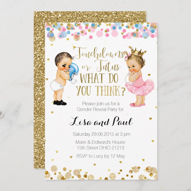 Einladung zu Touchdowns oder Tutus-Gender-Aufkläru (Vorne/Hinten)