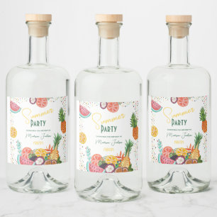 Einladung zu tropischen Früchten im Sommer Party Alkoholflaschenetikett
