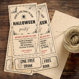 Einladung zu Vintagen Halloween-Tickets