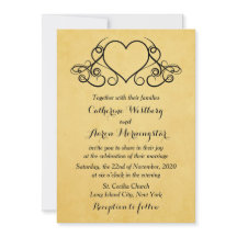 Einladung zu Vintagen Hochzeiten in Gold und Schwa