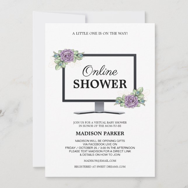 Einladung zu Virtual Baby-Dusche (Vorderseite)