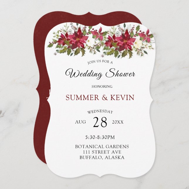 Einladung zu Weihnachten-Poinsettia-Polterabend (Vorne/Hinten)