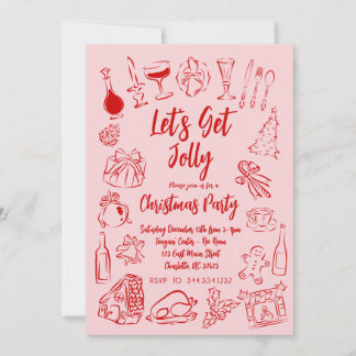 Einladung zu Weihnachten, Rosa und Rot einladen