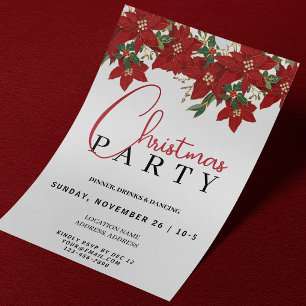 Einladung zu Weihnachts-Party Rote Blume