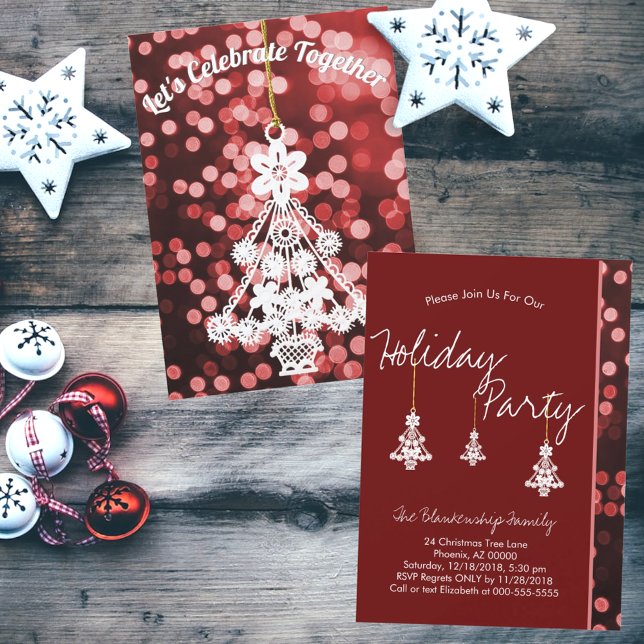 Einladung zu Weihnachtsbaum (party invitation front and back)