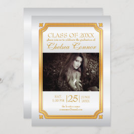 Einladung zu White Satin und Gold Graduate