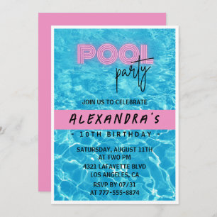 Einladung zum 10. Geburtstag für ihr Pool Party Su