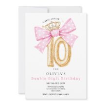 Einladung zum 10. Geburtstag mit doppelter Ziffer 