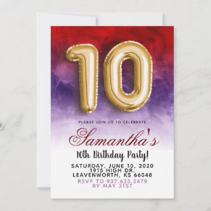 Einladung zum 10. Geburtstag mit Farbverlauf
