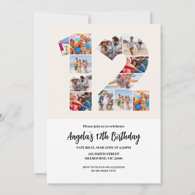 Einladung zum 12. Geburtstag - Nummer 12 (Vorderseite)