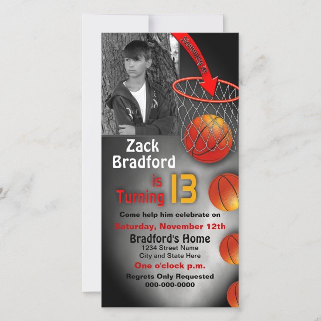 Einladung zum 13. Geburtstag, Baseballballkorb (Vorderseite)