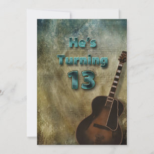 Einladung zum 13. Geburtstag - Gitarre/Männchen