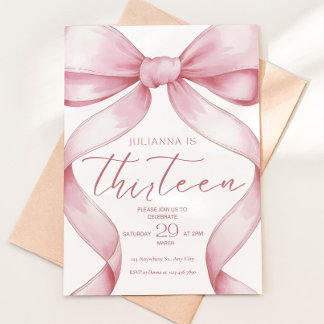Einladung zum 13. Geburtstag Mädchen Pink Coquette