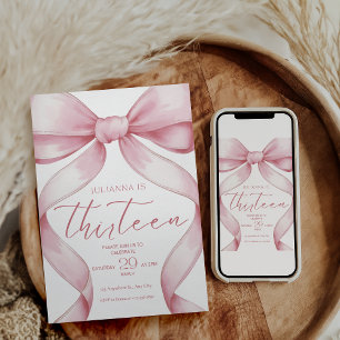 Einladung zum 13. Geburtstag Pink Coquette Invite 