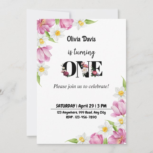 Einladung zum 1. Geburtstag (Vorderseite)