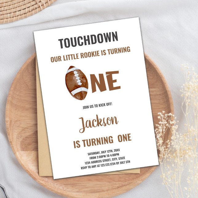 Einladung zum 1. Geburtstag (One Touchdown Football Birthday Invitations)