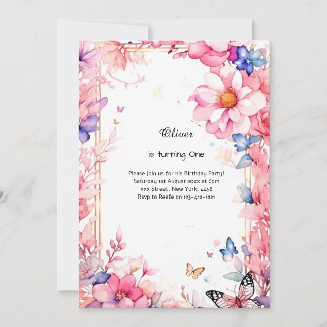 Einladung zum 1. Geburtstag (Vorderseite)