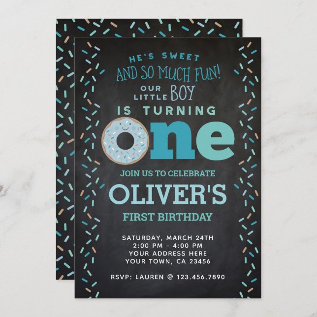 Einladung zum 1. Geburtstag (Vorne/Hinten)