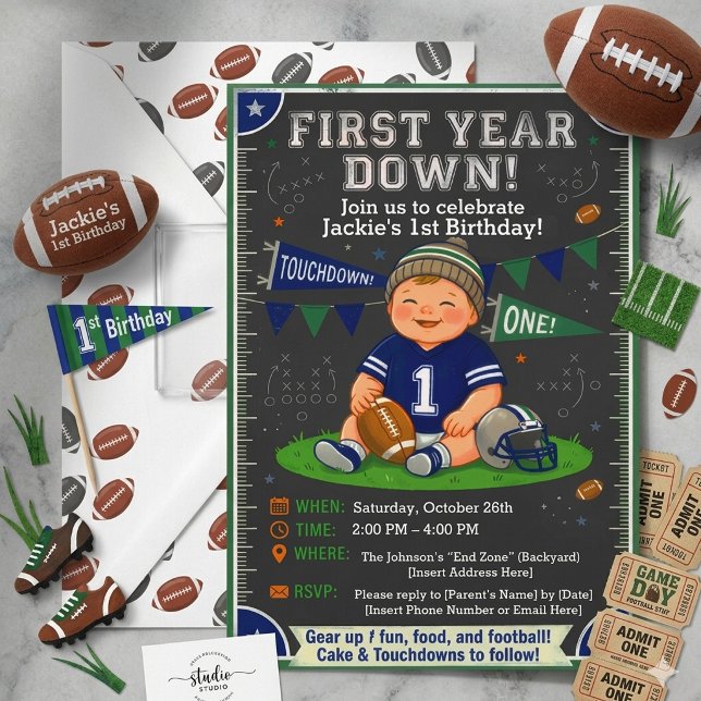Einladung zum 1. Geburtstag - First Year Down Foot (Von Creator hochgeladen)