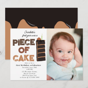 Einladung zum 1. Geburtstag mit Kuchendekor Foto