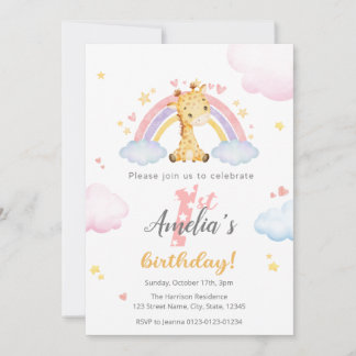 Einladung zum 1. Geburtstag - Niedliche Giraffe un