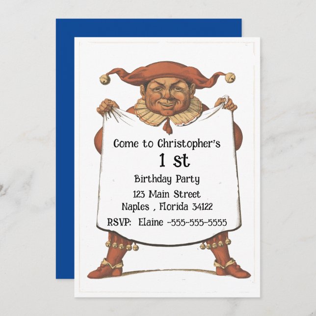 Einladung zum 1. Geburtstag Party (Vorne/Hinten)