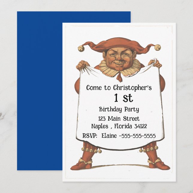 Einladung zum 1. Geburtstag Party (Vorne/Hinten)