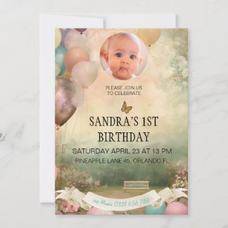 Einladung zum 1. Geburtstag, personalisiertes Foto