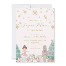 Einladung zum 1. Geburtstag Pink Nutcracker Ballet