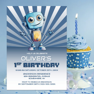 Einladung zum 1. Geburtstag Robot Themenabend
