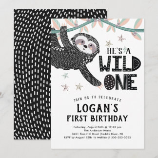 Einladung zum 1. Geburtstag Sloth Geburtstag