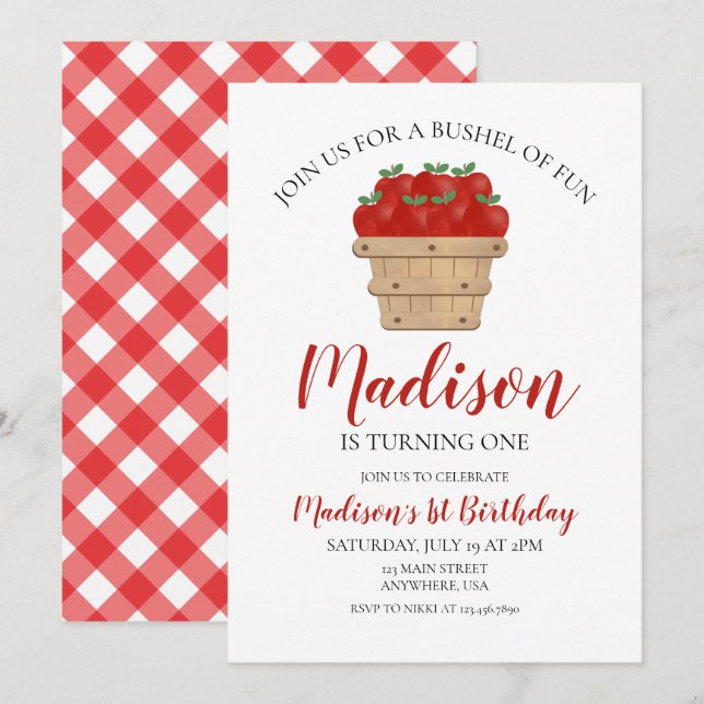 Einladung zum 1. Geburtstag von Apple (Vorne/Hinten)