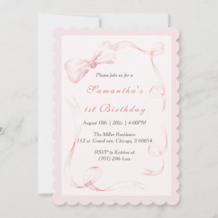 Einladung zum 1. Geburtstag von Watercolor Pink Bo