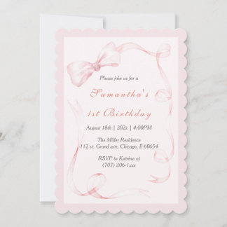 Einladung zum 1. Geburtstag von Watercolor Pink Bo