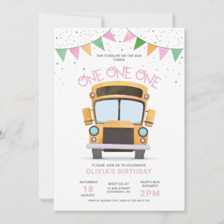 Einladung zum 1. Geburtstag - Wheels on the Bus