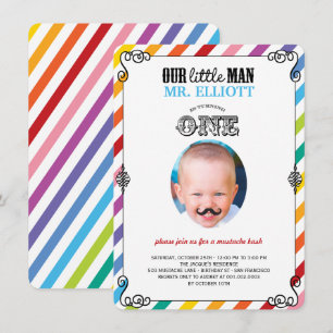 Einladung zum 1. Geburtstagsfoto mit Baby-Bart