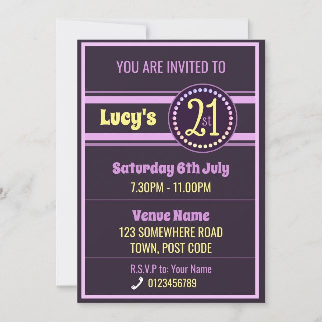 Einladung zum 21. Geburtstag (Vorderseite)