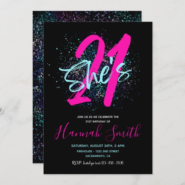 Einladung zum 21. Geburtstag | 21. Geburtstag (Vorne/Hinten)